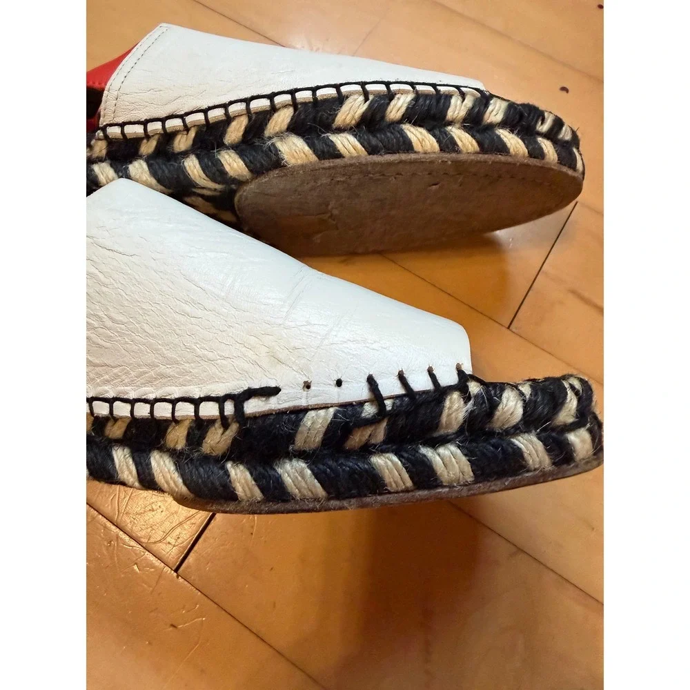 Proenza Schouler White Leather Red Slingback Espadrille Sandals Size‎ 39